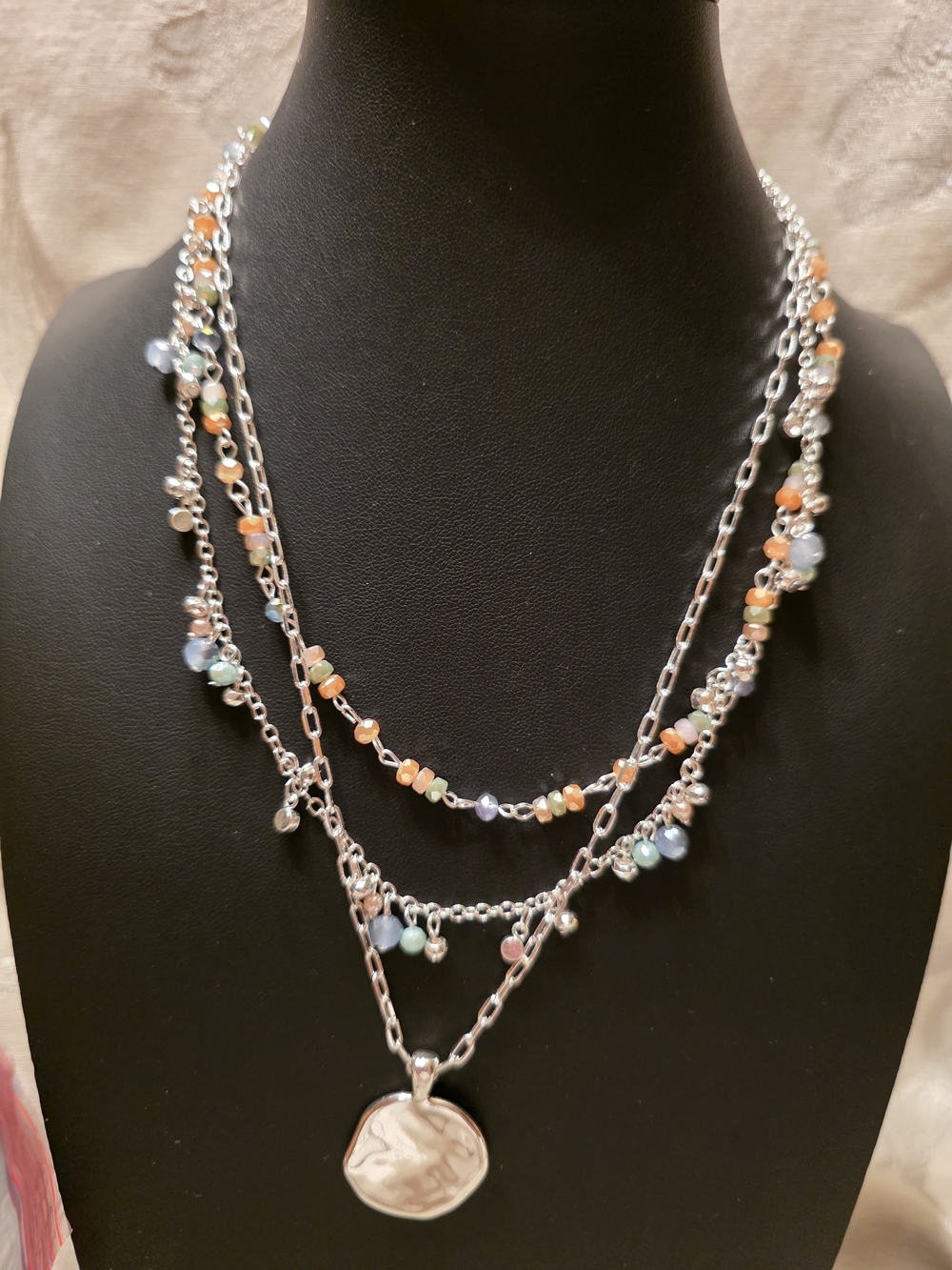 #450 Style & Co. Multi-Strand Silver Necklace with Pastel Beads